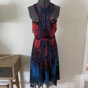 NWT Warehouse Printed Rouleaux Fringe Dress